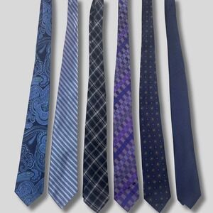 Mens Tie Collection Bundle Lot of 6 Silk Neckties Paisley Stripe Plaid Pattern